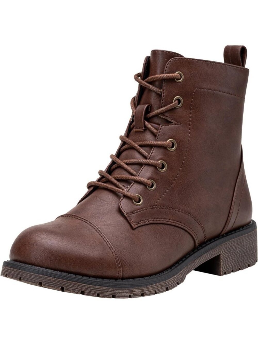 Stylish Lace-Up Combat Ankle Boots with Cap Toe & Low Block Heel for Women